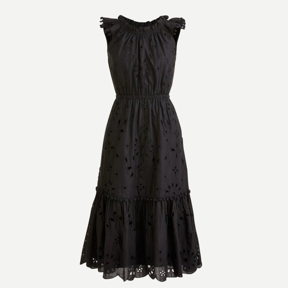 J.Crew AP200 Eyelet Midi Dress 100% Cotton Ruffle / NWT